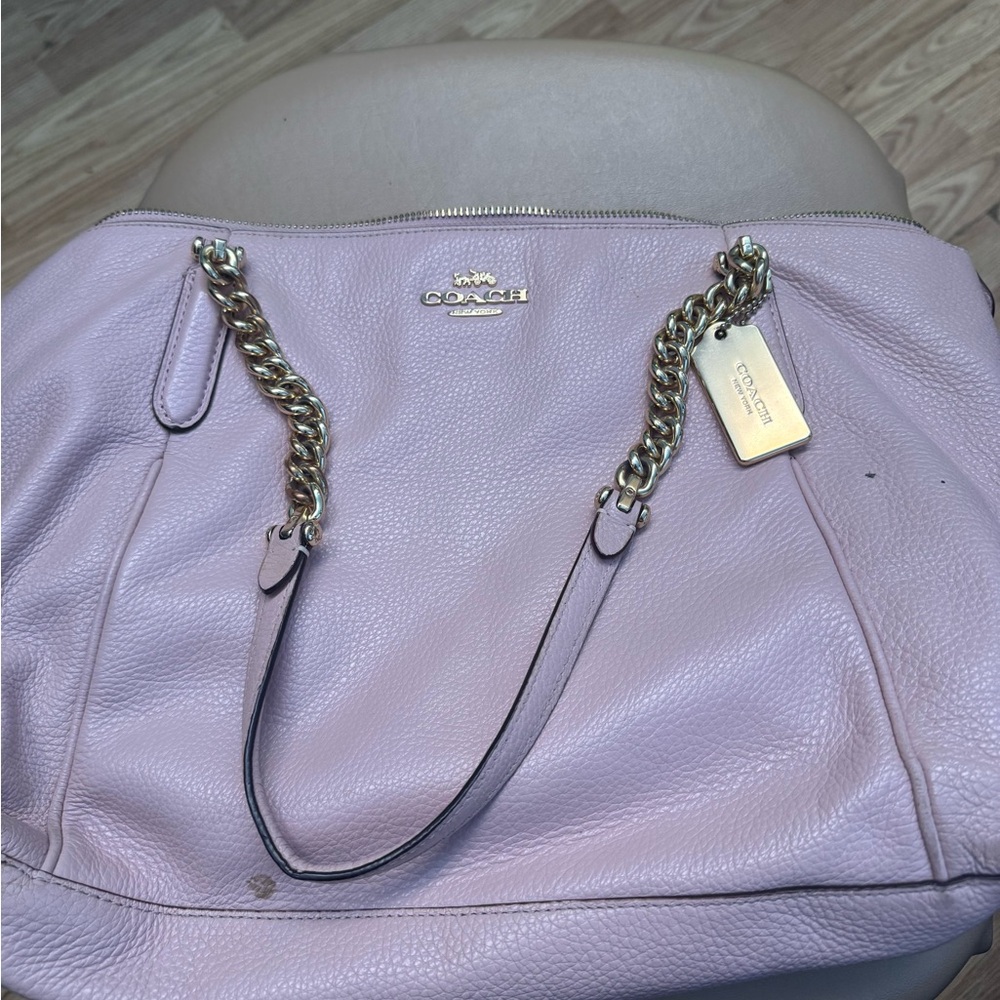 Coach Purple Shoulder Bag with Gold Chain Hardware